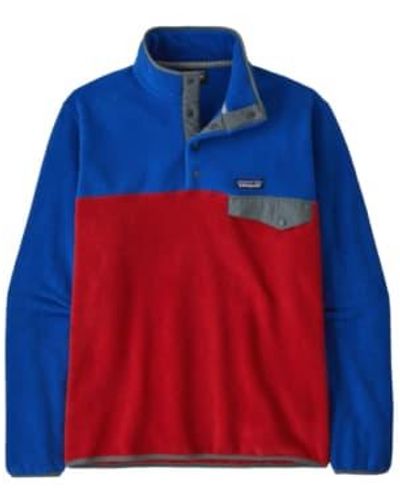 Patagonia Mens Lightweight Synchilla Snap T Fleece Pullover Touring - Blu