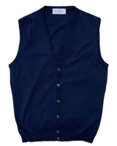 Fresh Extra Fine Cotton Vest Made In Italy - Blu