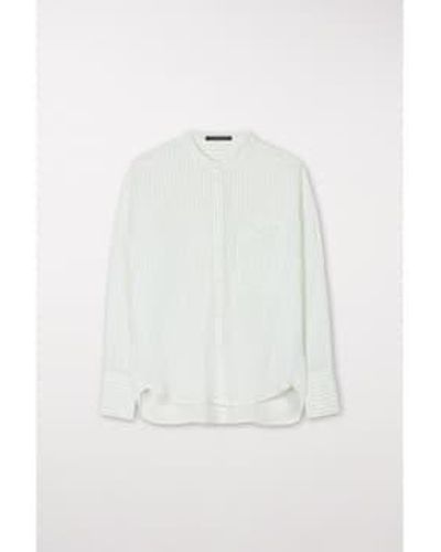 Luisa Cerano Stripe Grandad Collar Shirt Col - Bianco