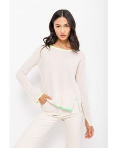 Lisa Todd Frosting Split Decision Cashmere Sweater Medium - White