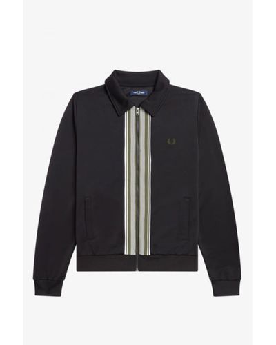 Fred Perry Flat Knit Insert Track Jacket Black - Nero