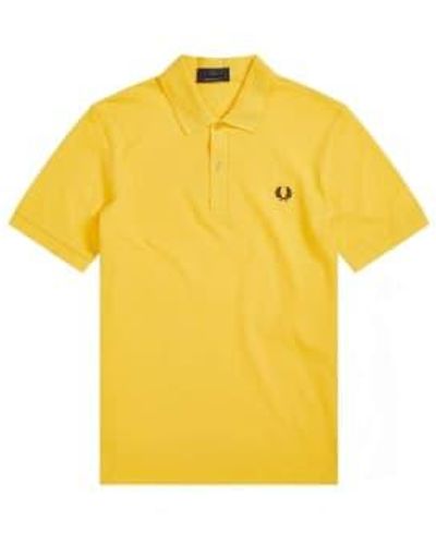 Fred Perry Yellow Reissues Original Plain Polo Maize & Dark Chocolate