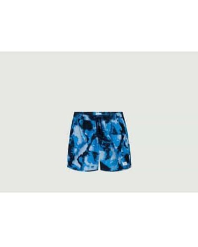 Knowledge Cotton Swim Shorts With Fancy Pattern - Blu