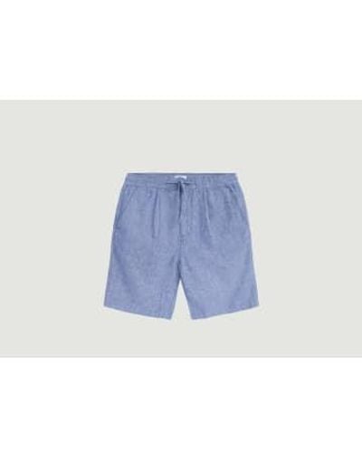 Knowledge Cotton Linen Shorts - Blu