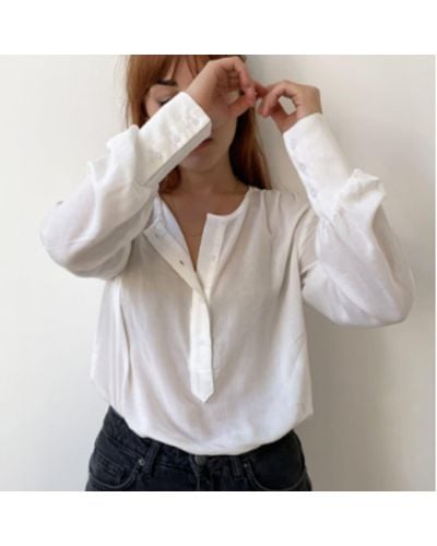 See U Soon White Blouse With Straight Collar - Grey