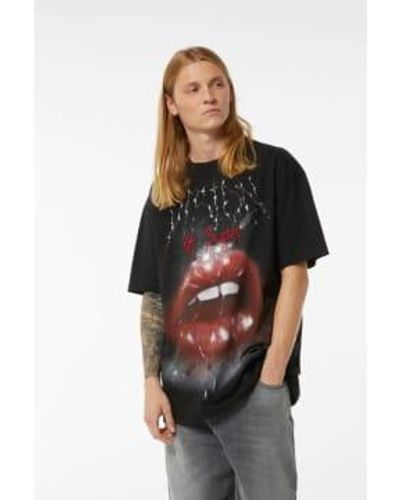 Vision Of Super Camiseta impresa en la boca roca negra - Negro
