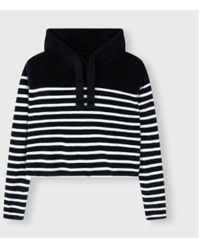 10Days Terry hoodie stripes - Schwarz