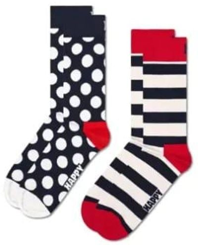Happy Socks Bdo02 6650 2 Pack Classic Big Dot Socks - Blu