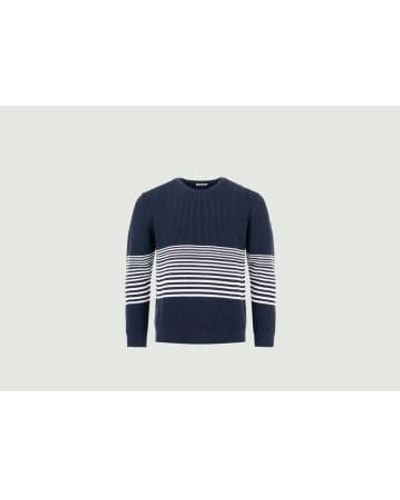 Knowledge Cotton Classic Waffle Jumper M - Blue