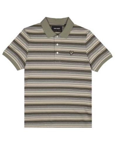 Lyle & Scott Stripe Polo Shirt Moss - Gris