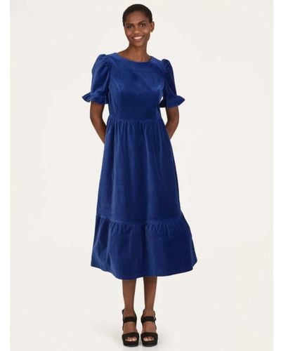 Thought Wwd7439 Alleegra Organic Cotton Velvet Midi Dress - Blue