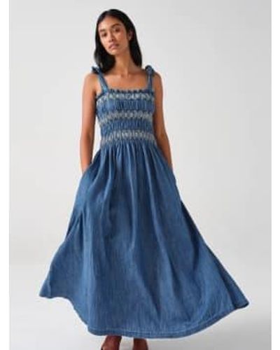 seventy + mochi Sally Tie Bandeau Dress Washed Uk 6 10 - Blue