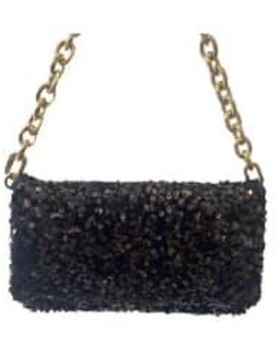 Abro⁺ Sequin Clutch With Gold Chain Strap One Size - Black