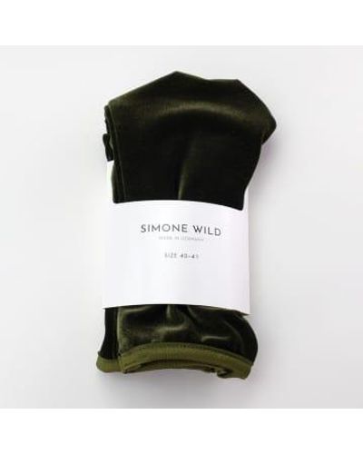 Simone Wild Olivgrüne samt-söckchen - Schwarz