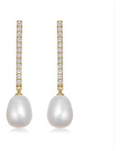 Astley Clarke Celestial Pearl And Sapphire Drop Stud Earrings Plated / - Metallic