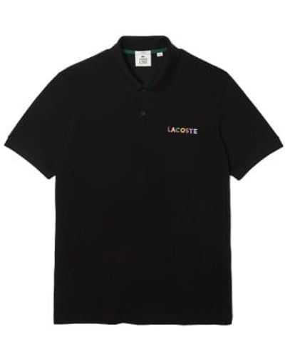 Lacoste Embroidered Cotton Pique Polo Shirt S - Black