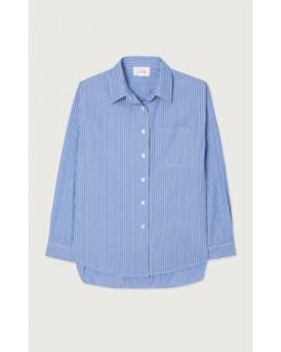 American Vintage Zatybay Shirt In Stripes - Blu