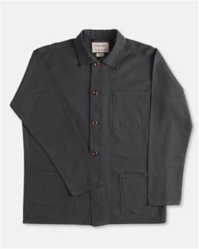 Uskees Mens Organic Buttoned Overshirt Charcoal - Nero