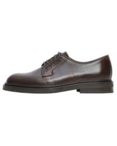 SELECTED Carter Leather Blucher Shoe - Brown