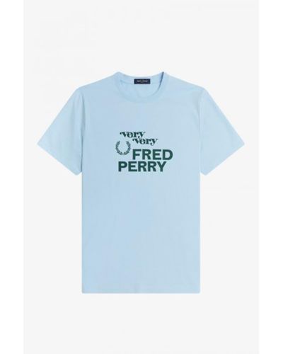 Fred Perry Printed T-shirt Glacier - Azul