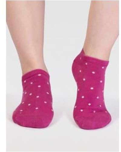 Thought Raspberry Spw839 Dottie Bamboo Spotty Sneaker Socks One Size / - Pink