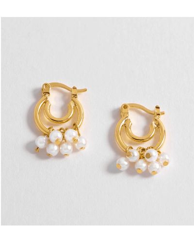 Estella Bartlett Pearl Double Hoop Earrings - Metallic