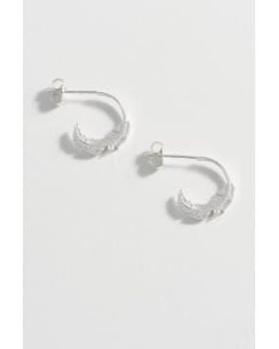 Estella Bartlett Feather Hoops Silver Plated - White