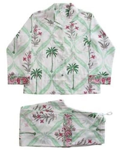 Powell Craft Palms Print Ladies Pyjamas - Green