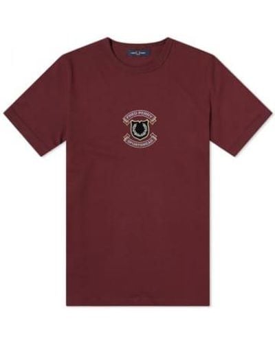 Fred Perry Embroidered Shield Tee Mahogany M