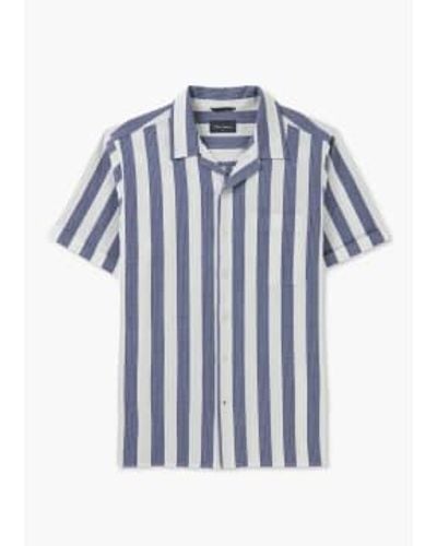 Oliver Sweeney Mens Ravenshead Stripe Short Sleeve Shirt - Blu