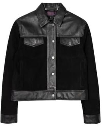 Paul Smith Suede Contrasting Western Jacket 38 - Black