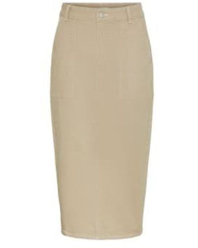 Y.A.S | Kamina Hw Denim Ankle Skirt White Pepper Xs - Natural