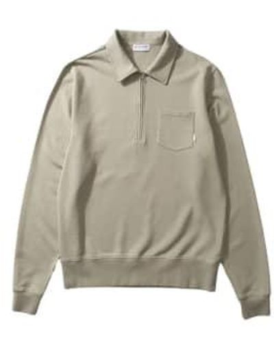 Edmmond Studios Schlichtes taupefarbenes Sweatshirt mit 1/4-Reißverschluss - Grau