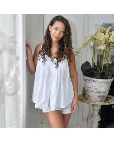 Powell Craft Mesdames cotton short pajama set 'jodie' - Blanc