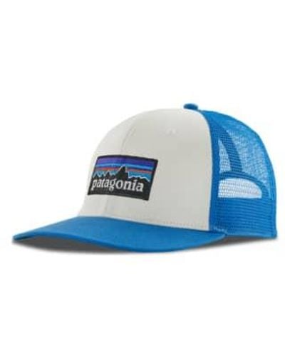Patagonia Cappello p-6 logo blanc / navire bleu