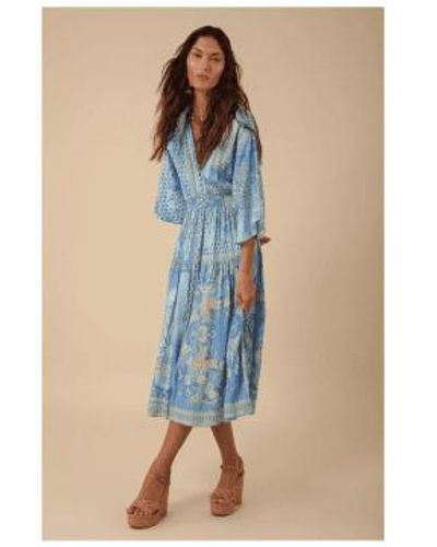 Hale Bob Sea Print Button Up Loose Sleeve Dress Size L Col - Blu