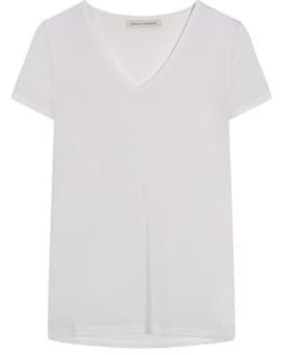 Cashmere Fashion Trusted Handwork Viscose Mix T-shirt Nanterre V-neck Short Arm S / - White