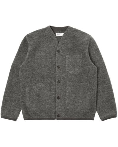 Universal Works Strickjacke in Grey Marl Wool Fleece - Grau