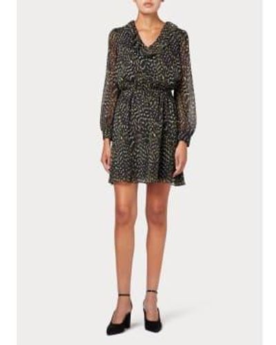 Paul Smith Animal Printed Chiffon Dress It40-uk8 - Black