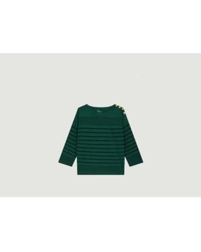 Leon & Harper Thila Strippa Long Sleeve T-shirt S - Green