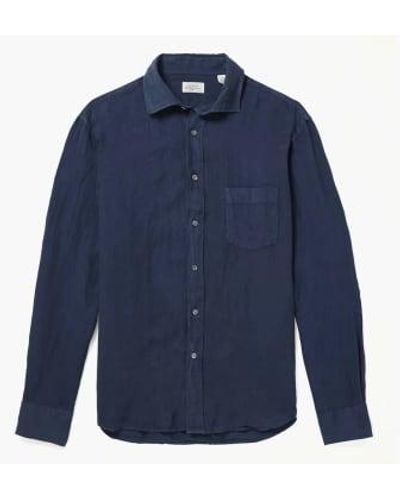 Hartford Linen Paul Pat Shirt - Blue