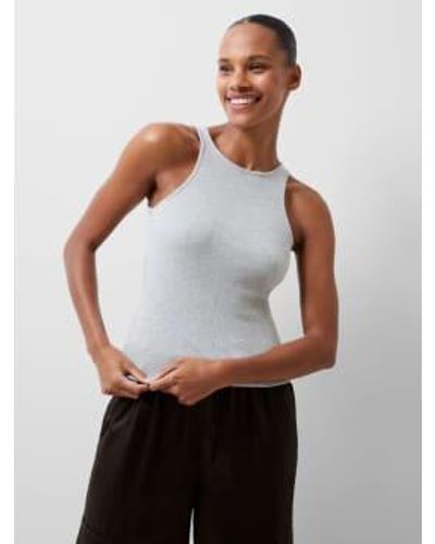 French Connection Rassia Sheryle Ribbed Tank Or Mel - Bianco