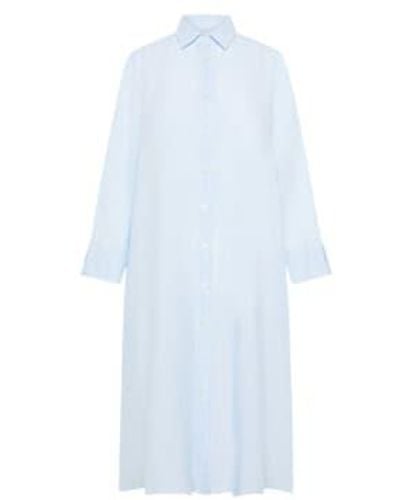 Cashmere Fashion 0039italy Linen Dress Lina 3/4 Arm Xs / Schwarz - Blue