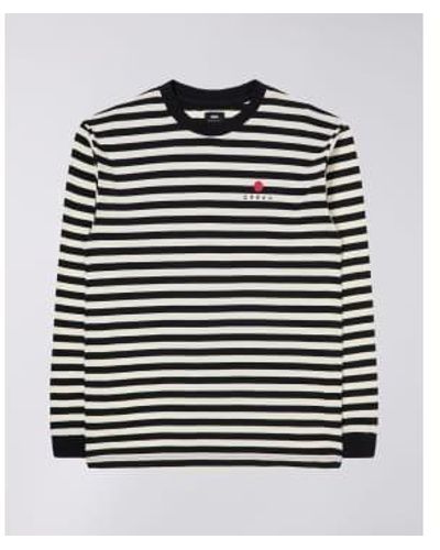 Edwin Camiseta basic stripe ls - Negro