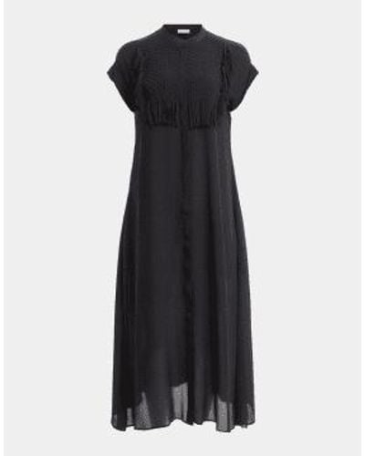 Marella Forma Woven Tassle Detail Button Down Dress Size 12 Col - Nero