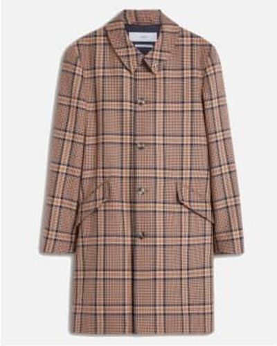 Closed Long Chequered Coat Fox M - Brown