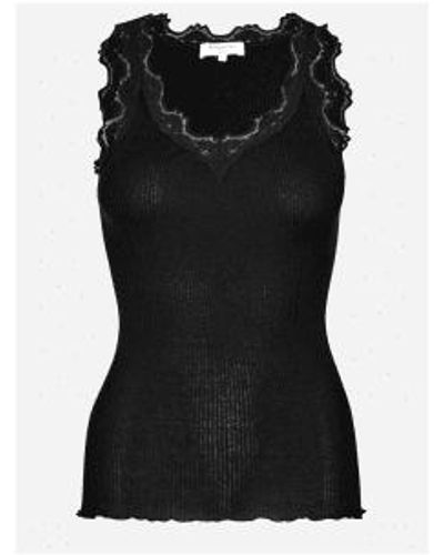 Rosemunde Babette V Neck Lace Vest Top Col: 010 , Size: Xs Xs - Black