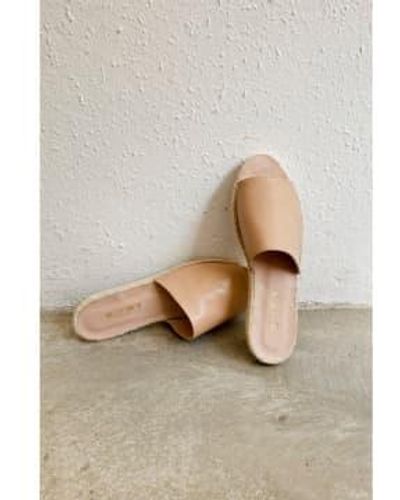 Mus & Bombon Slip-on Leather Sandals 40 - Natural