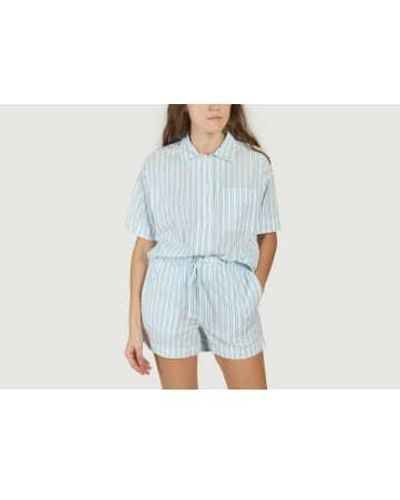 Knowledge Cotton Pajama Shirt S - Blue