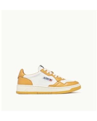 Autry Medalist Low Bicolor Leather Shoes Leather - Yellow